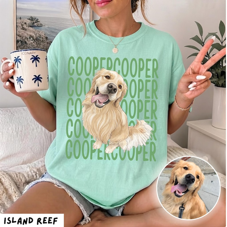 Personalized Name Pattern Pet Portrait Tee – Custom Name & Photo example 5