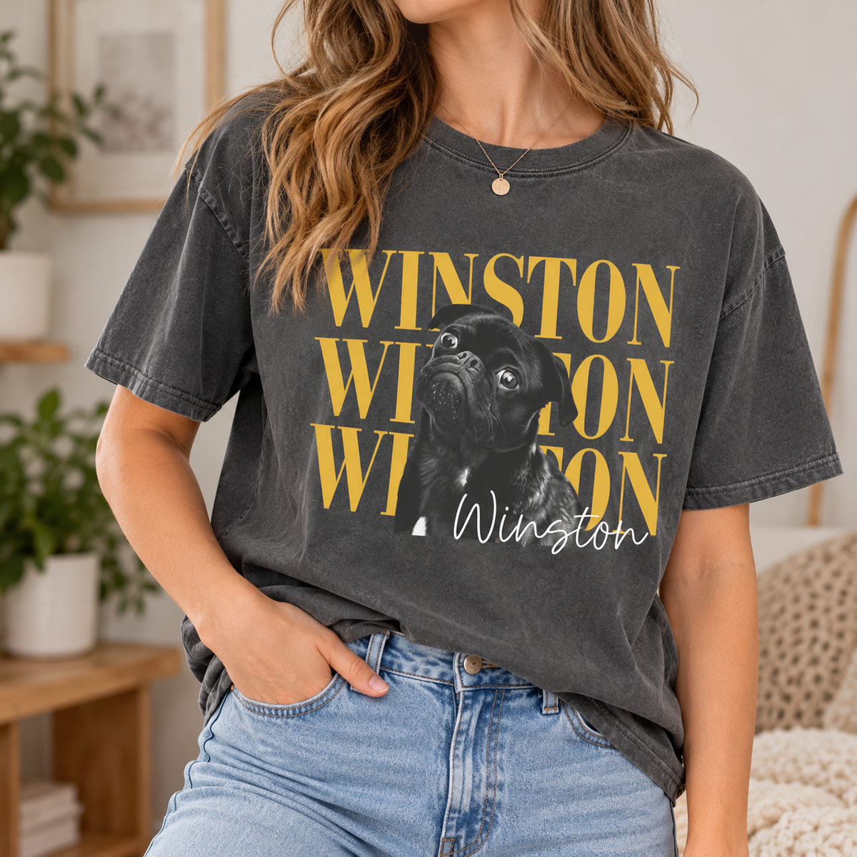 Personalized Repeat Name Pet Portrait Tee – Custom Name & Photo example 4