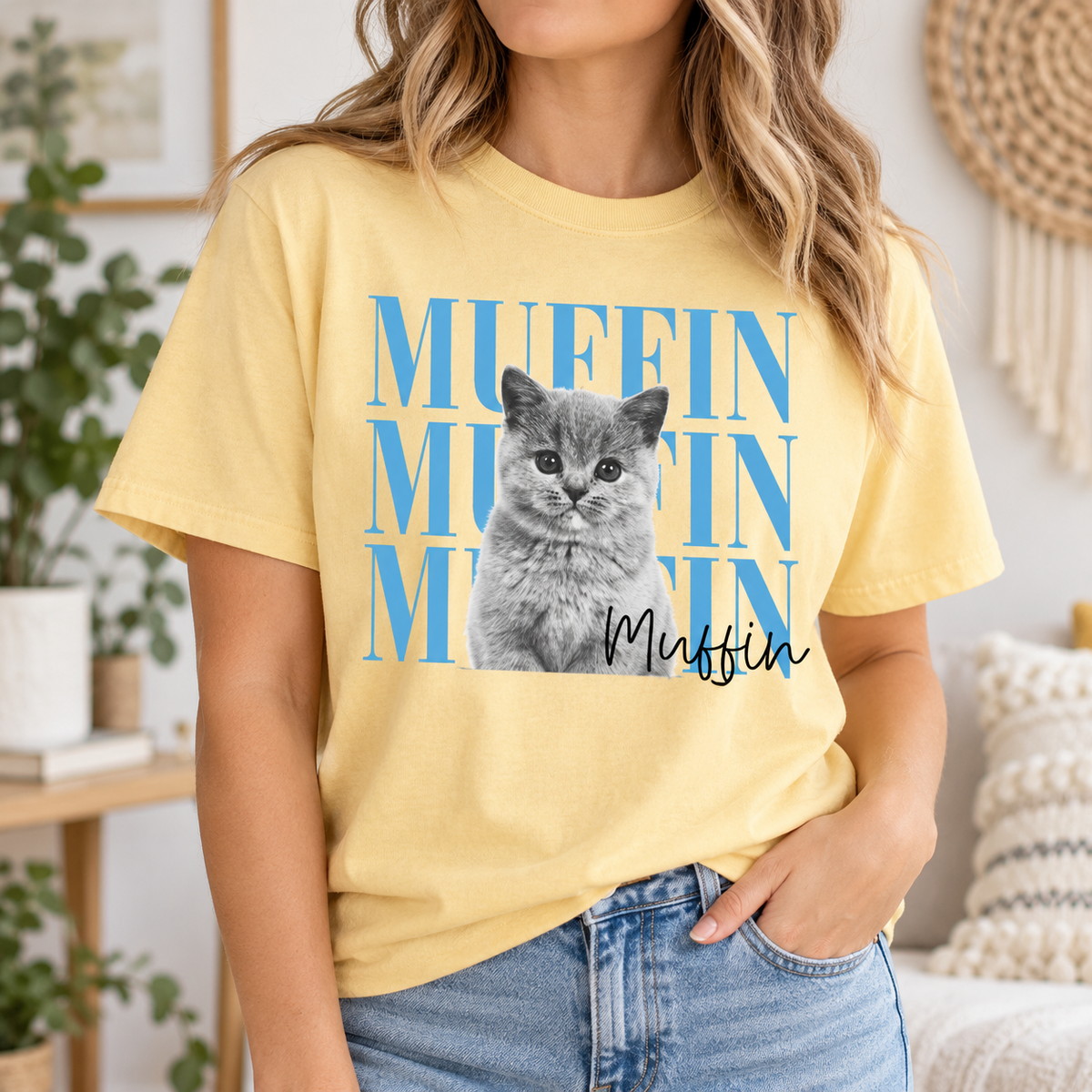 Personalized Repeat Name Pet Portrait Tee – Custom Name & Photo example 6