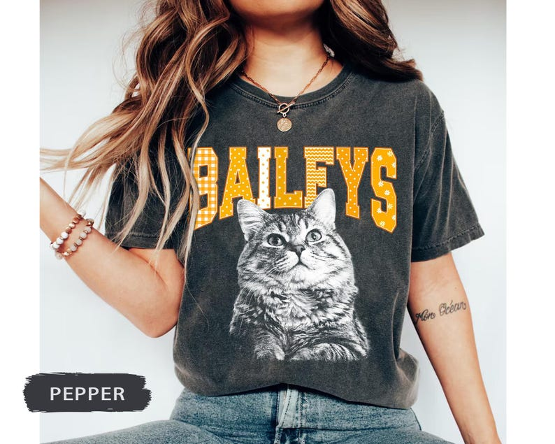 Personalized Gingham Varsity Pet Portrait Tee – Custom Name & Photo example 5