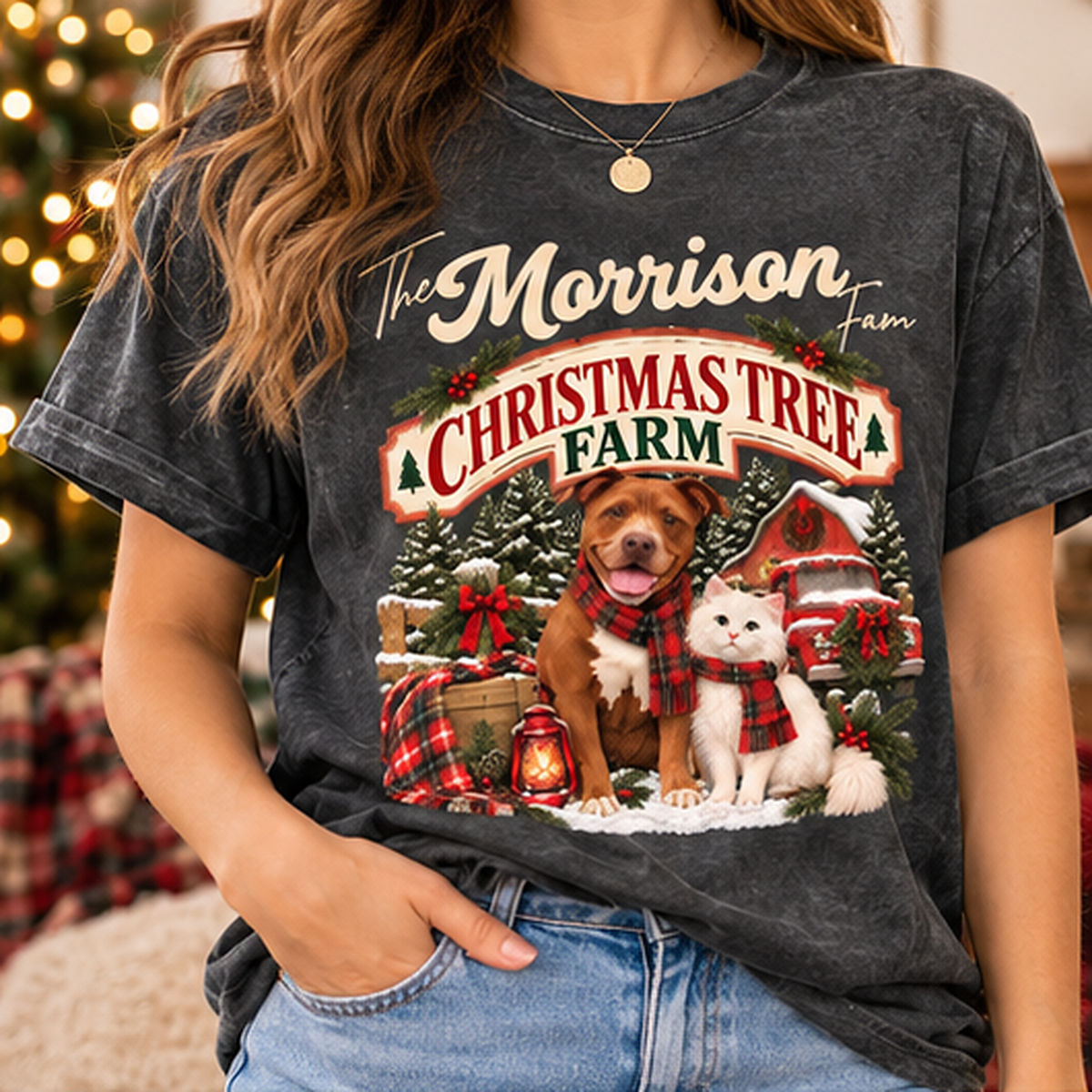 Christmas Tree Farm Pet Portrait Tee – image 6