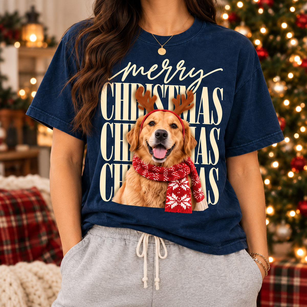 Personalized Christmas Costume Pet Portrait Tee – Custom Photo example 4