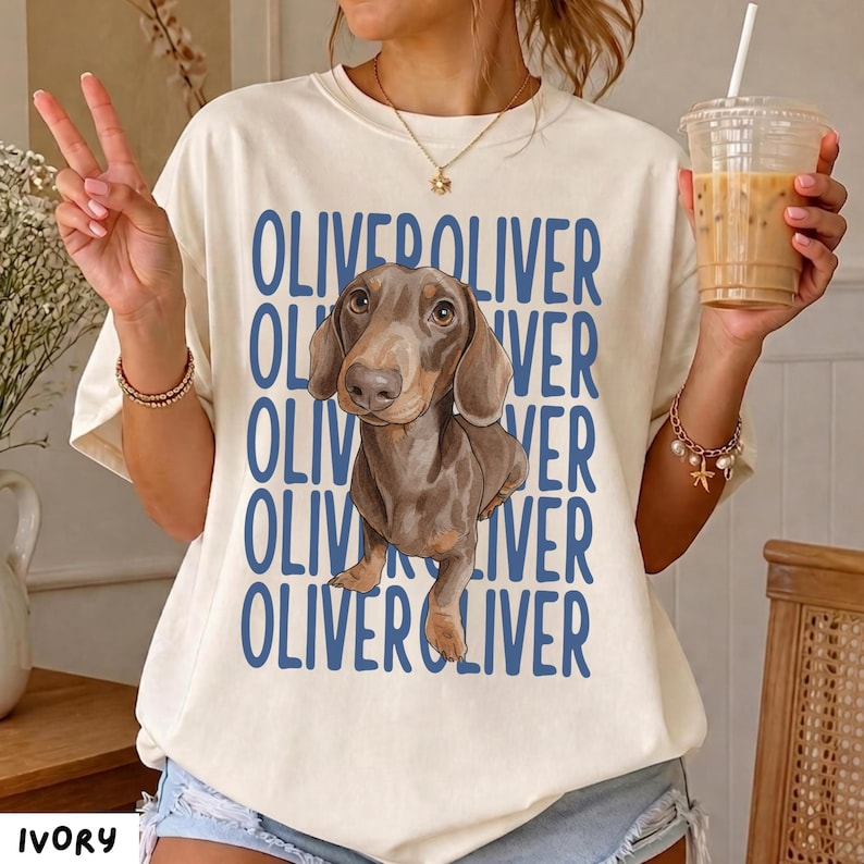 Personalized Name Pattern Pet Portrait Tee – Custom Name & Photo example 4