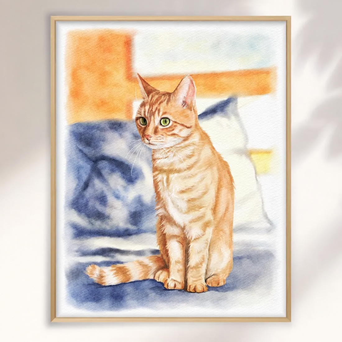 Custom Watercolor Pet Portrait – Sunny Meadow Scene from Your Photo