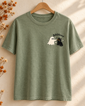 Sage Ghost Boop Cat pocket print tee flat lay