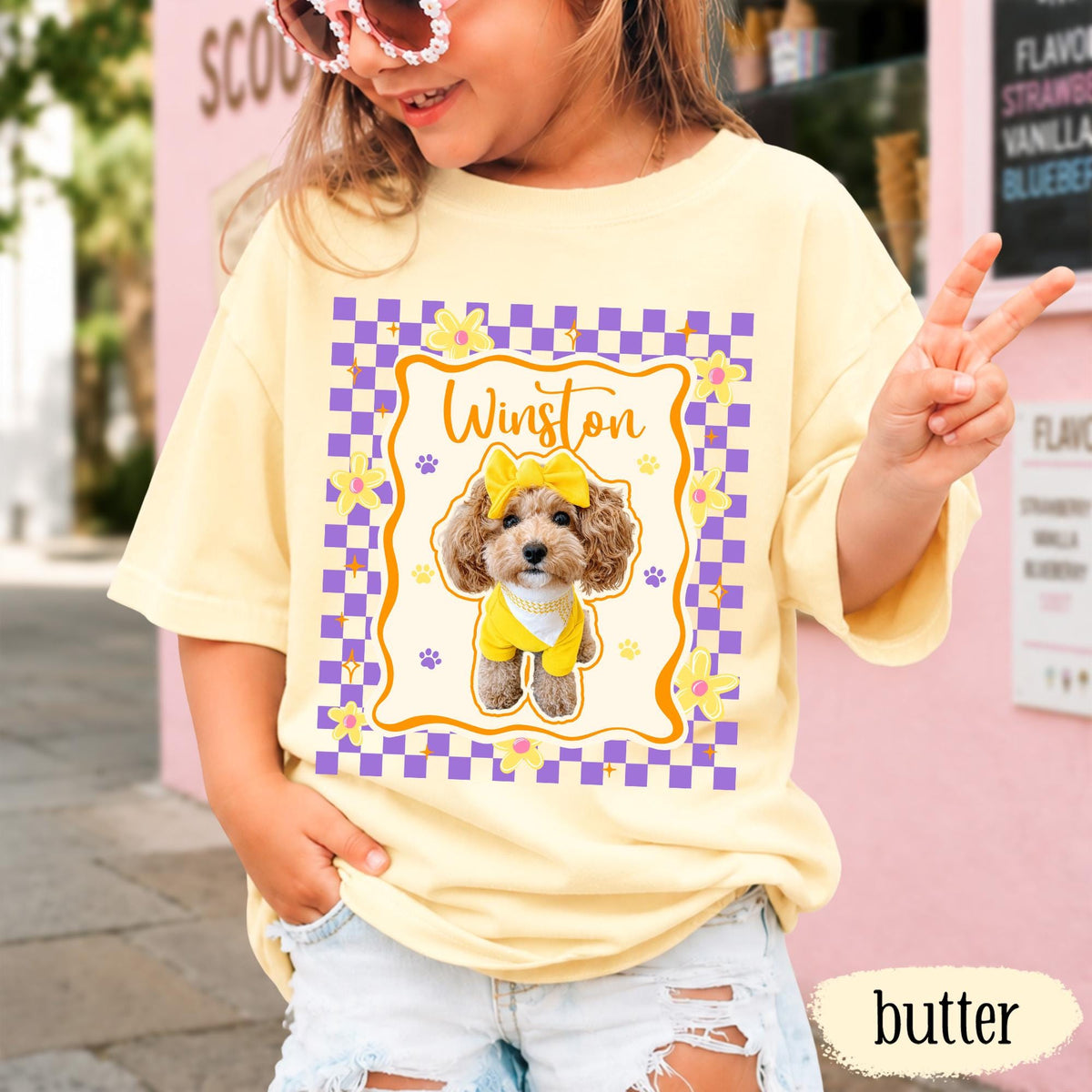 Checker Frame Pet Portrait Tee – image 5