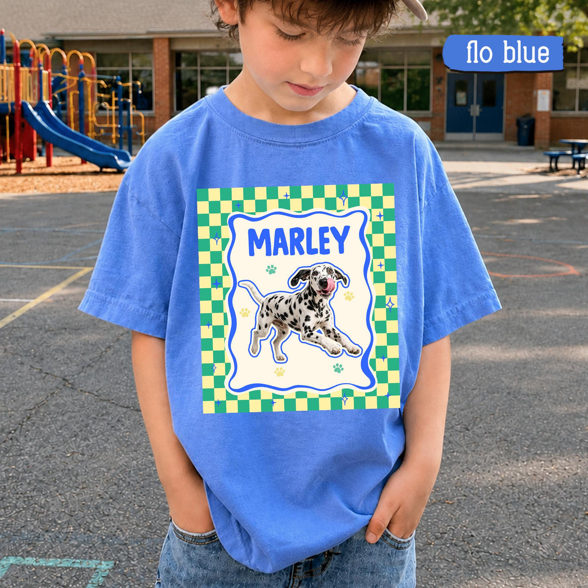 Checker Frame Pet Portrait Tee – image 3