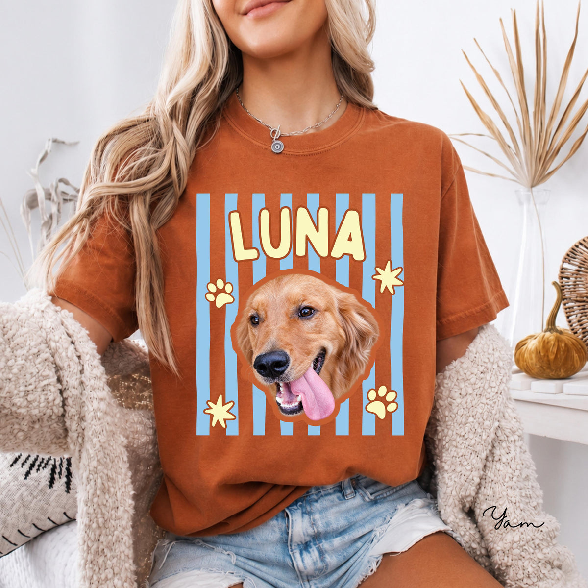 Pastel Stripe Pet Portrait Tee – image 4