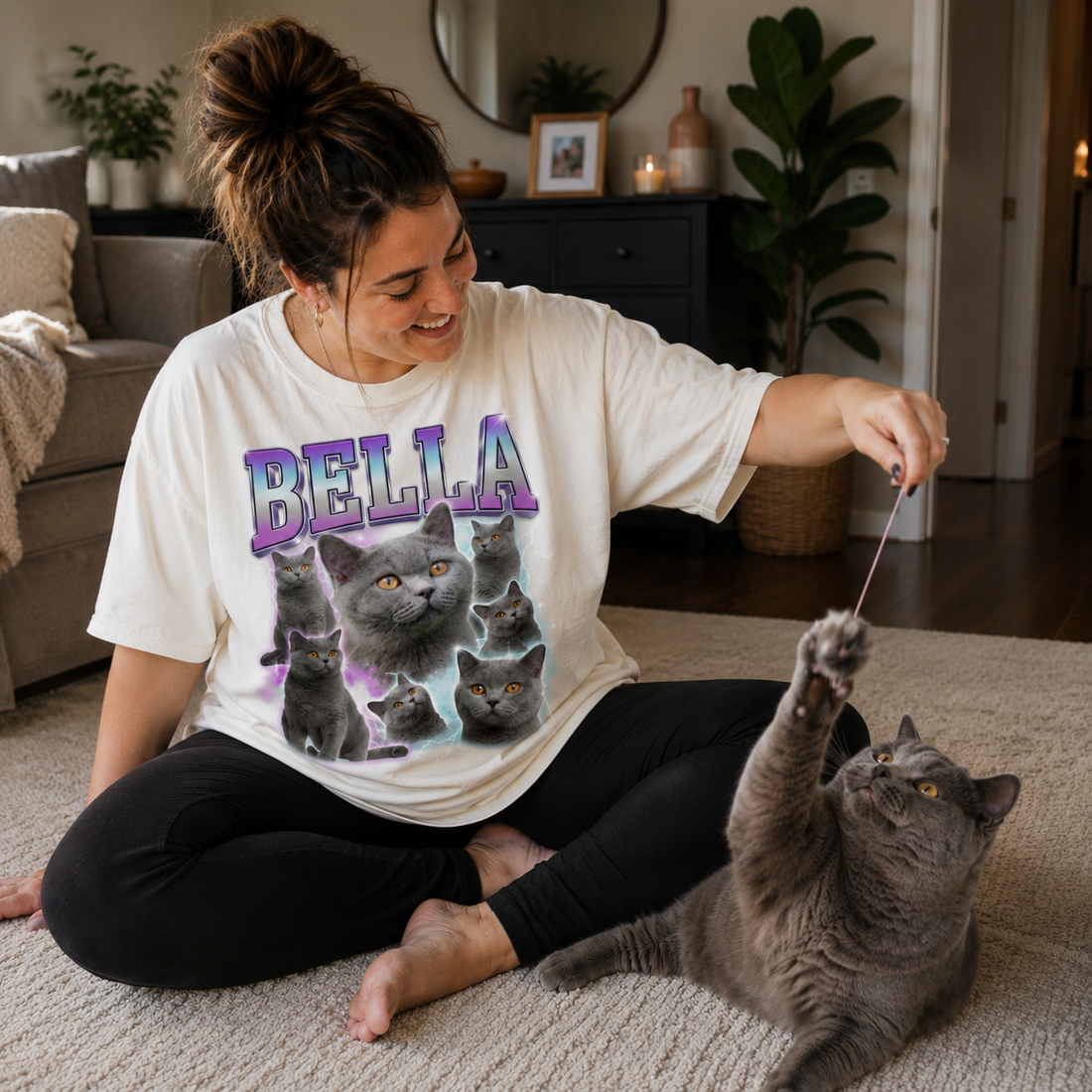 Custom Cat Face T-shirt | Bootleg Rap Shirt