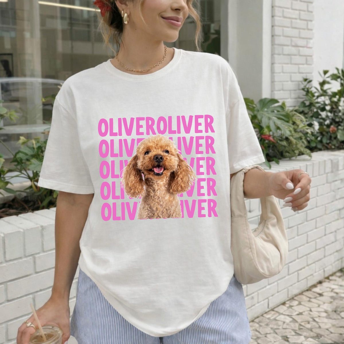 Stacked Name Pet Portrait Tee – image 4