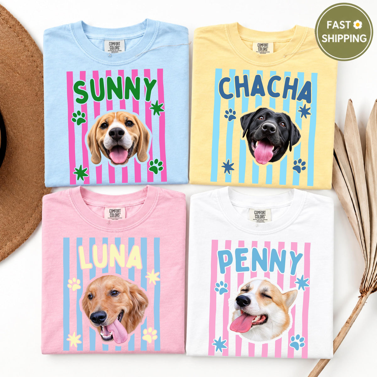 Pastel Stripe Pet Portrait Tee – image 1