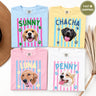 Personalized Pastel Stripe Pet Portrait Tee – 5 Stripe Colors, Custom Name & Photo
