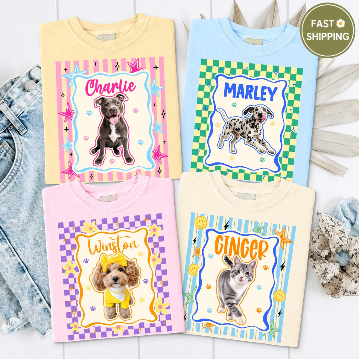 Checker Frame Pet Portrait Tee – image 1