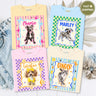 Personalized Checker Frame Pet Portrait Tee – 4 Designs, Custom Name & Photo