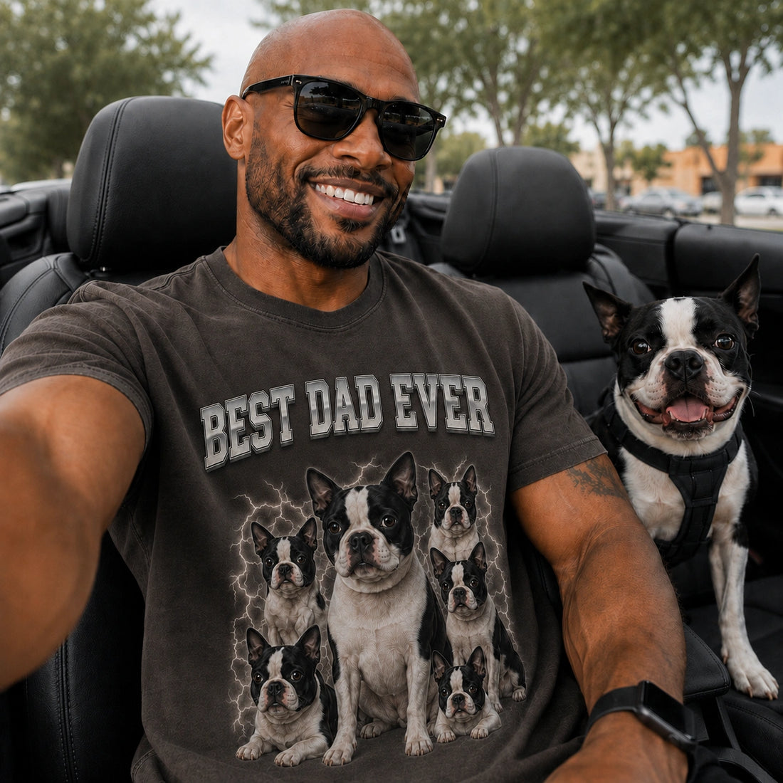 Custom Dog Face T-shirt | BEST DAD EVER Bootleg Rap Shirt
