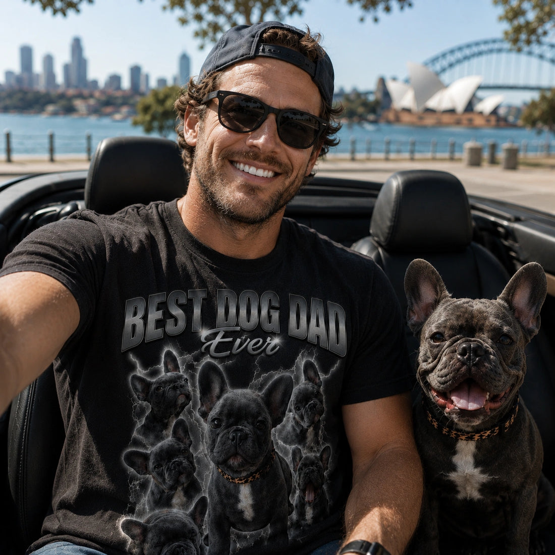 Custom Dog Face T-shirt | BEST DOG DAD EVER Bootleg Rap Shirt