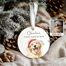 Personalized Pet First Christmas Ornament, Watercolor Photo Pet Ornament