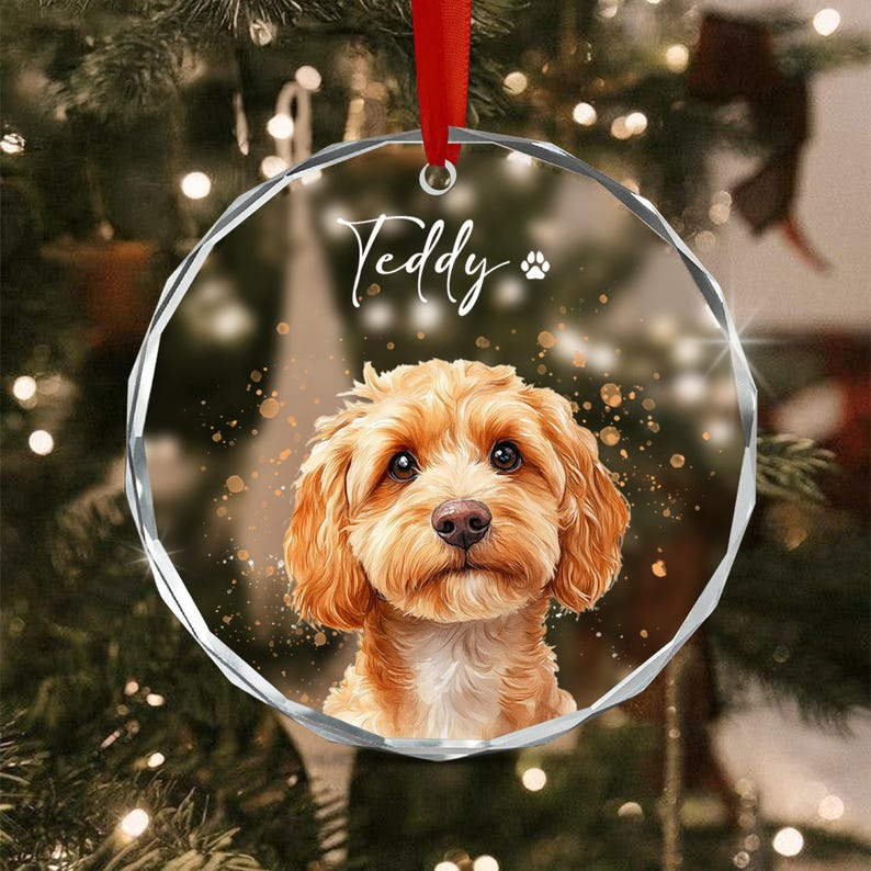 Personalized Pet Portrait Ornament – Custom Photo & Name Christmas Gift